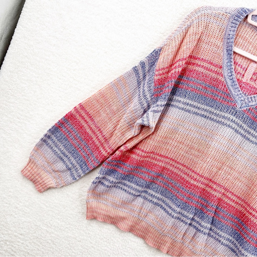 MM by My Michelle Multicolor V neck Lightweight Crisscrossed Back Sweater 2XL - Picture 5 of 10